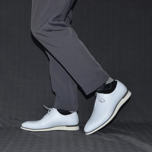 Genuine Leather White Whole-Cut Oxfords Men's Formal Dress Shoes